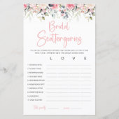 Carte de jeu Blush Floral | Bridal Scattergories (Devant)