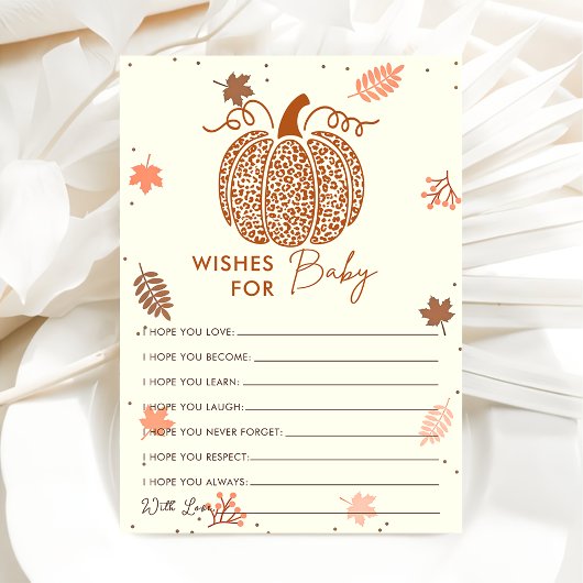 Carte de jeu Boho Fall Pumpkin Wishes pour Baby Sh