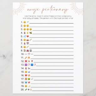 Carte de jeu Boho Sun Emoji Baby shower double fac