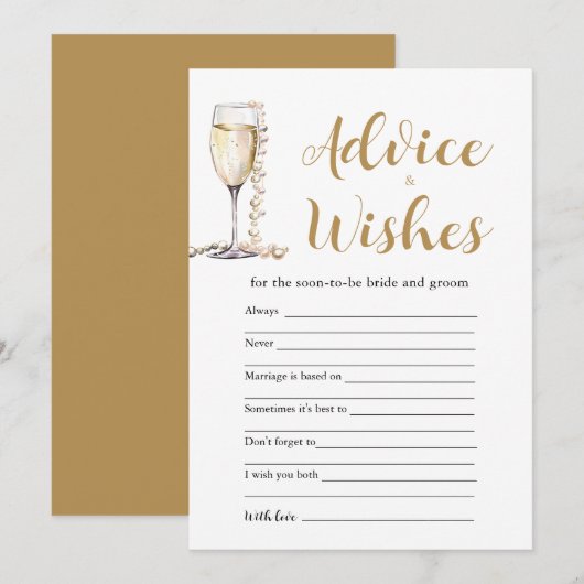 Carte de jeu Conseils et Vœux Perles d'Or & Prosec (Devant / Derrière)