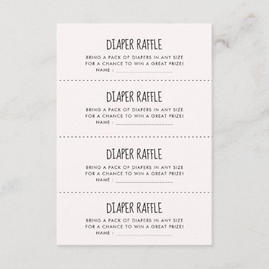 Carte de jeu Cute rose éléphant Diaper Raffle (Devant)