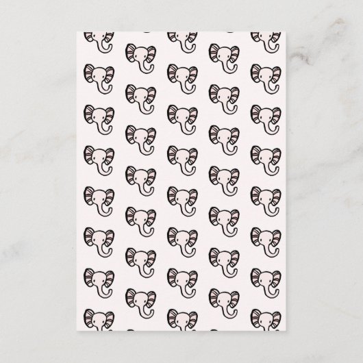 Carte de jeu Cute rose éléphant Diaper Raffle (Dos)