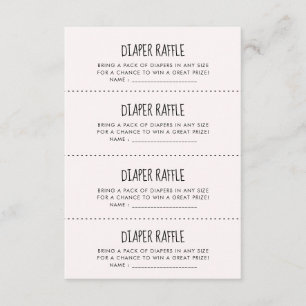 Carte de jeu Cute rose éléphant Diaper Raffle