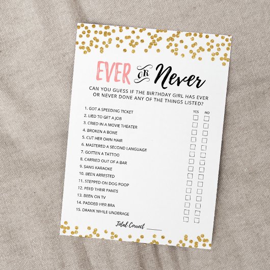 Carte de jeu d'anniversaire modifiable Ever ou Nev