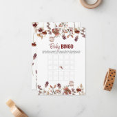 Carte de jeu de baby-bingo à motif de fleurs sauva (Devant/Arrière en situation)