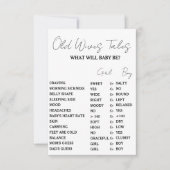 Carte de jeu de baby shower avec des contes de vie (Devant)