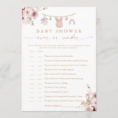 Carte de jeu de baby shower Boho Clothesline Over (Devant)