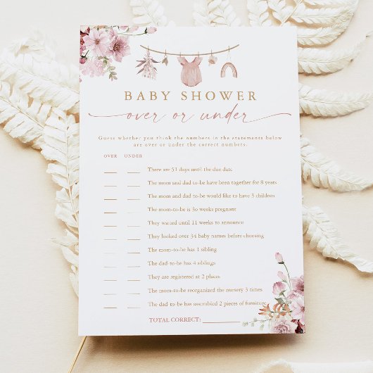 Carte de jeu de baby shower Boho Clothesline Over