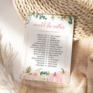 Carte de jeu de baby shower d'automne "Would She R