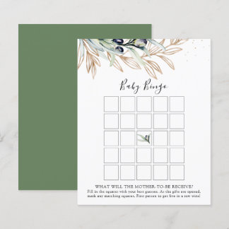 Carte de jeu de Baby shower de bingo de branche d'