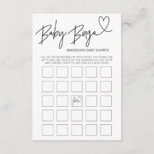 Carte de jeu de baby shower de bingo-test de bébé