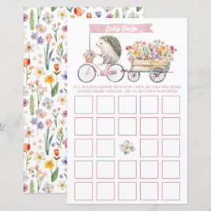 Carte de jeu de Baby shower de de Hérisson rose