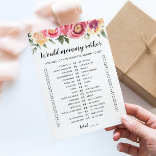 Carte de jeu de Baby shower de Mommy assez modifia