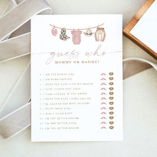 Carte de jeu de baby shower « Devinez qui, maman o