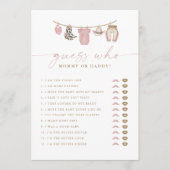 Carte de jeu de baby shower « Devinez qui, maman o (Devant)