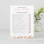 Carte de jeu de baby shower « Fall Who Said It » (Debout devant)