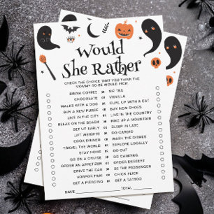 Carte de jeu de baby shower Halloween 'Préférerait