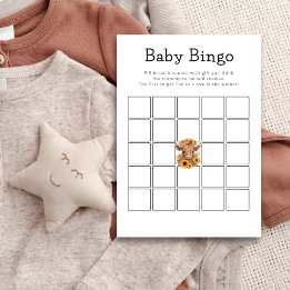 Carte de jeu de Baby shower Highland Cow