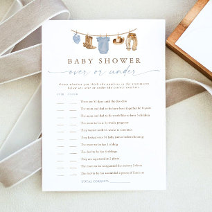 Carte de jeu de baby shower 'Linge bleu en sur ou