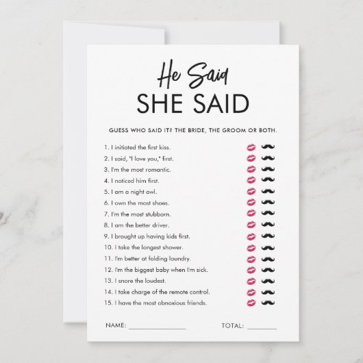 Carte de jeu de Baby Shower Mariage Moderne Il a d (Devant)