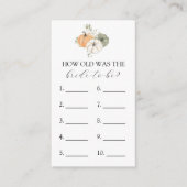 Carte de jeu de baby shower «Quel âge a la future  (Devant)