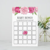 Carte de jeu de Baby shower Rose Pink Watercolor (Debout devant)