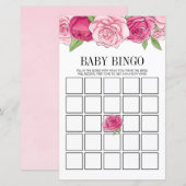 Carte de jeu de Baby shower Rose Pink Watercolor (Devant / Derrière)