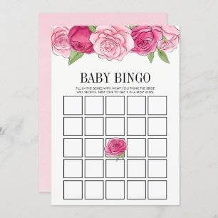 Carte de jeu de Baby shower Rose Pink Watercolor