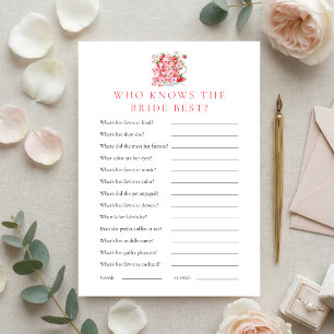 Carte de jeu de Baby Shower Strawberry Who Knows B