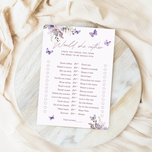 Carte de jeu de Baby Shower 'Would She Rather Butt