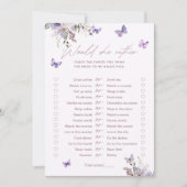 Carte de jeu de Baby Shower 'Would She Rather Butt (Devant)