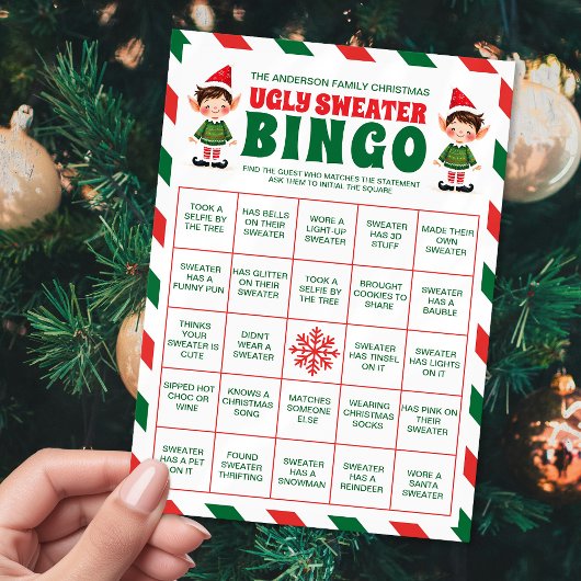 Carte de jeu de balai de Noël affreuse