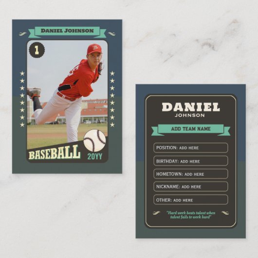 Carte de jeu de baseball Retro personnalisée (Devant / Derrière)