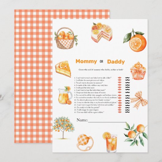Carte de jeu de bébé Trait botanique Citrus pour b (Devant / Derrière)