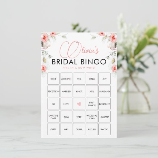 Carte de jeu de bingo de fleurs sauvages d'eucalyp (Debout devant)