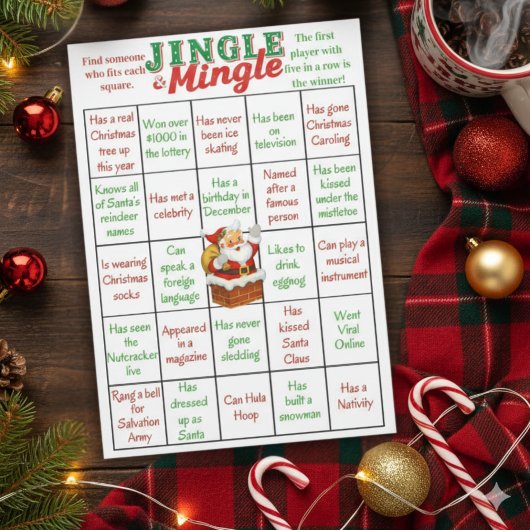 Carte de jeu de bingo de Noël Jingle & Mingle