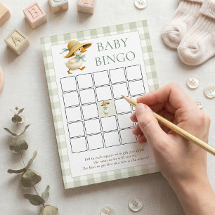 Carte de jeu de bingo en vichy pour Baby Shower Si
