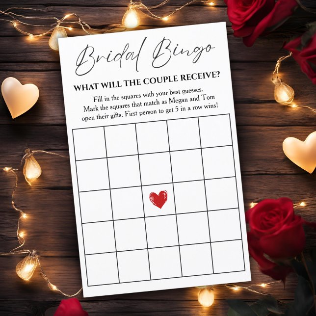 Carte de jeu de bingo nuptiale pour douche de coup (Bridal Bingo Game Card For Couple's Shower)