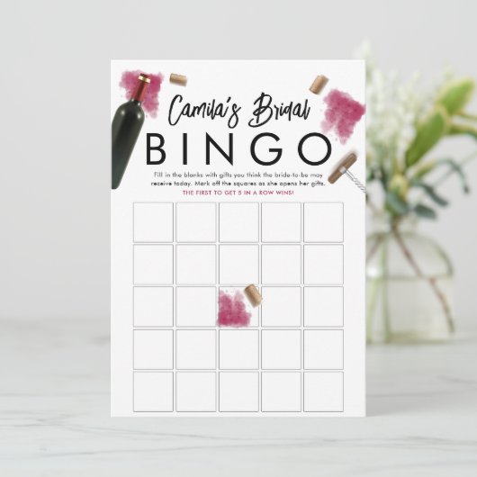 Carte de jeu de bingo pour amateurs de vin élégant (Debout devant)