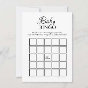 Carte de jeu de bingo pour baby shower minimaliste