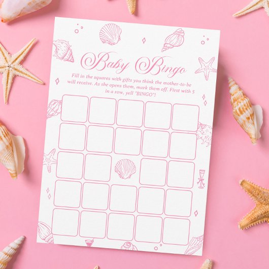 Carte de jeu de bingo pour Baby Shower sur la plag
