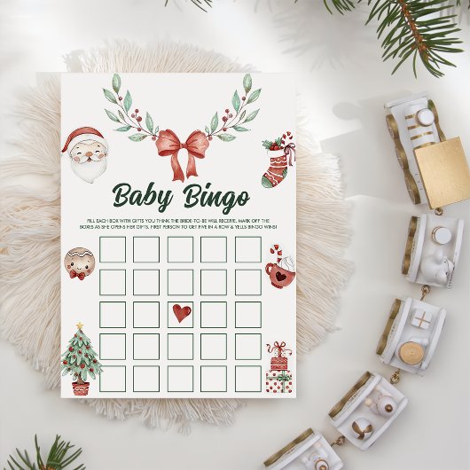 Carte de jeu de bingo pour bébé Shower Santa de No