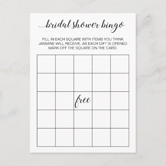 Carte de jeu de bingo pour enterrement de vie de j (Devant)