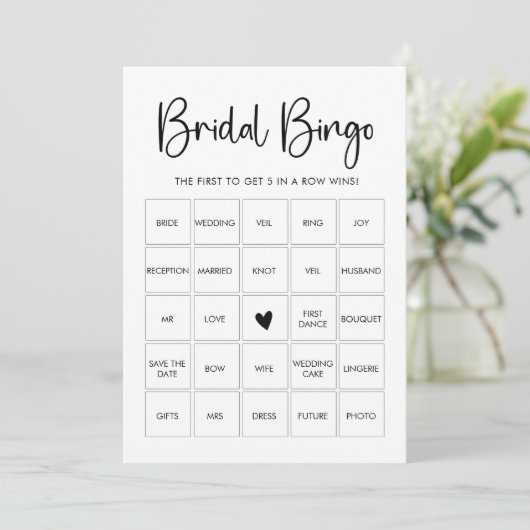 Carte de jeu de bingo pour enterrement de vie de j (Debout devant)