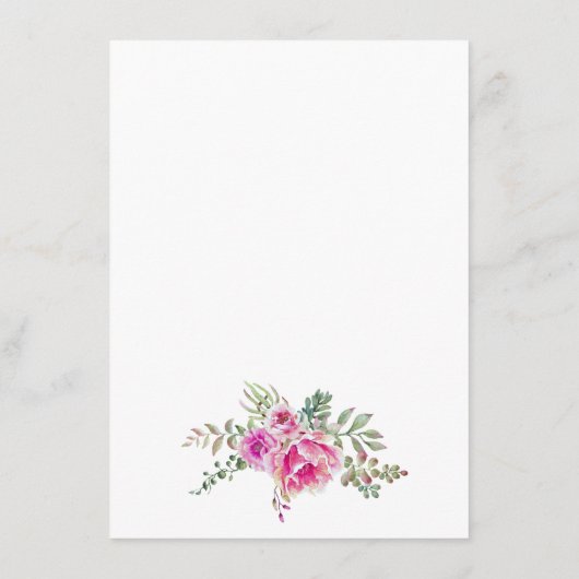 Carte de jeu de bingo pour fleurs d'aquarelle rose (Dos)