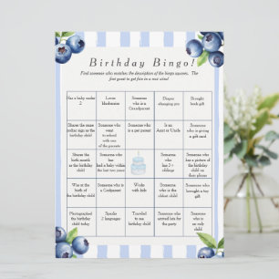 Carte de jeu de Bingo pour invité avec des bleuets