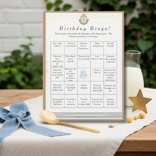 Carte de jeu de bingo pour invité d'anniversaire d