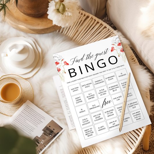 Carte de jeu de bingo pour invité(e) à la fête de 