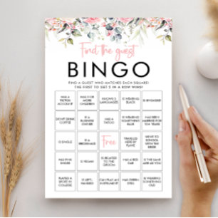 Carte de jeu de Bingo pour invités Blush Floral Fi