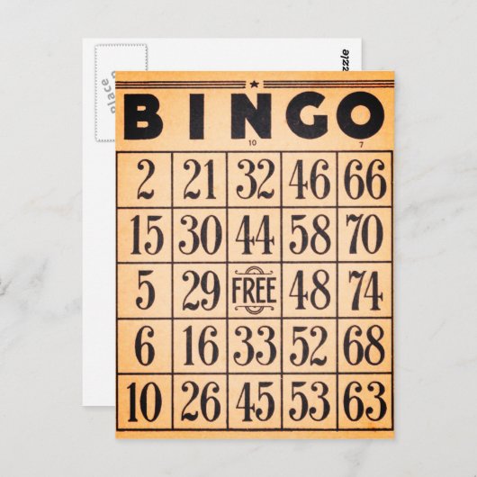 Carte de jeu de bingo vintage (Devant / Derrière)